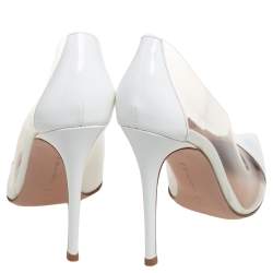 Pre Owned Gianvito Rossi White Patent Leather and PVC Deela Pointed Toe Pumps Size 40