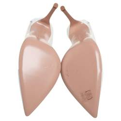 Pre Owned Gianvito Rossi White Patent Leather and PVC Deela Pointed Toe Pumps Size 40