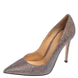 Pre Owned Gianvito Rossi Multicolor Lurex Fabric Gianvito Pointed Toe Pumps Size 36.5