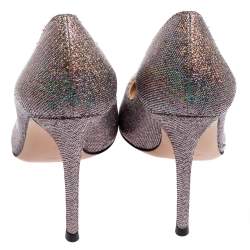 Pre Owned Gianvito Rossi Multicolor Lurex Fabric Gianvito Pointed Toe Pumps Size 36.5