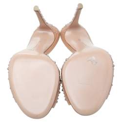 Pre Owned Gianvito Rossi Beige Studded Leather Open Toe Sandals Size 38.5