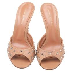 Pre Owned Gianvito Rossi Beige Studded Leather Open Toe Sandals Size 38.5