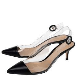 Pre Owned Gianvito Rossi Black Leather And PVC Plexi Slingback Pumps Size 40