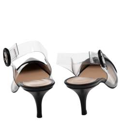 Pre Owned Gianvito Rossi Black Leather And PVC Plexi Slingback Pumps Size 40