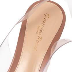 Pre Owned Gianvito Rossi Beige Leather, PVC Plexi Slingback Pumps Size 40