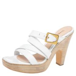 Pre Owned Gianvito Rossi White Leather Strappy Platform Sandals Size 38