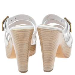 Pre Owned Gianvito Rossi White Leather Strappy Platform Sandals Size 38
