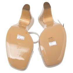 Pre Owned Gianvito Rossi White Leather Strappy Platform Sandals Size 38