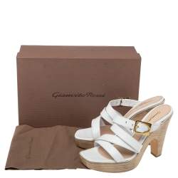 Pre Owned Gianvito Rossi White Leather Strappy Platform Sandals Size 38