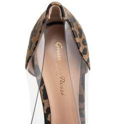 Pre Owned Gianvito Rossi Brown/Beige Leopard Print PVC And Patent Leather Pumps Size 40