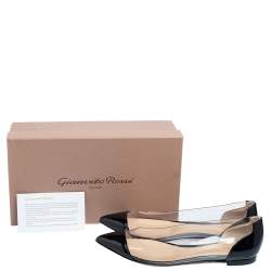 Pre Owned Gianvito Rossi Black Patent Leather and PVC Plexi Ballet Flats Size 39