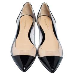 Pre Owned Gianvito Rossi Black Patent Leather and PVC Plexi Ballet Flats Size 39