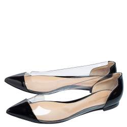 Pre Owned Gianvito Rossi Black Patent Leather and PVC Plexi Ballet Flats Size 39