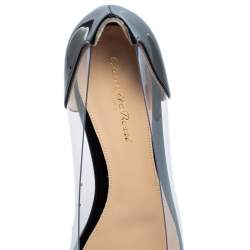 Pre Owned Gianvito Rossi Black Patent Leather and PVC Plexi Ballet Flats Size 39