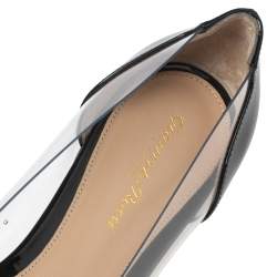 Pre Owned Gianvito Rossi Black Patent Leather And PVC Plexi Ballet Flats Size 38.5