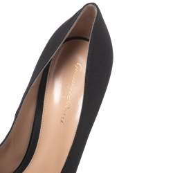 Pre Owned Gianvito Rossi Black Satin Kyoto Bow Pointed-Toe Pumps Size 41.5