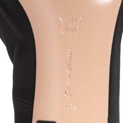 Pre Owned Gianvito Rossi Black Satin Kyoto Bow Pointed-Toe Pumps Size 41.5