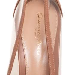 Pre Owned Gianvito Rossi Beige PVC And Leather Block Heel Pumps Size 41