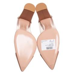 Pre Owned Gianvito Rossi Beige PVC And Leather Block Heel Pumps Size 41