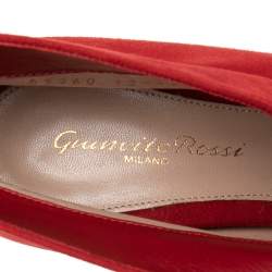 Pre Owned Gianvito Rossi Red Suede Vamp Booties Size 38.6