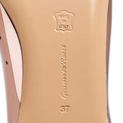 Pre Owned Gianvito Rossi Black Patent Leather and PVC Plexi Pointed-Toe Ballet Flats Size 37