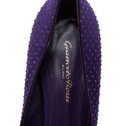 Pre Owned Gianvito Rossi Purple Satin Embellished Round Toe Pumps Size 40.5