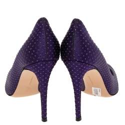 Pre Owned Gianvito Rossi Purple Satin Embellished Round Toe Pumps Size 40.5