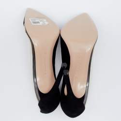 Pre Owned Gianvito Rossi Black Suede And PVC Plexi Pointed Toe Pumps Size 39