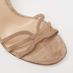 Pre Owned Gianvito Rossi Beige Suede Ankle-Strap Sandals Size 41
