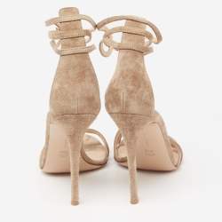 Pre Owned Gianvito Rossi Beige Suede Ankle-Strap Sandals Size 41