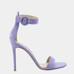 Pre Owned Gianvito Rossi Purple Suede Portofino 105mm Sandals Size EU 38