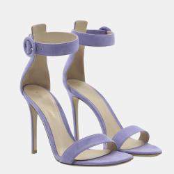 Pre Owned Gianvito Rossi Purple Suede Portofino 105mm Sandals Size EU 38