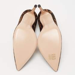 Pre Owned Gianvito Rossi Brown/Black Leopard Print Nubuck Leather Pointed-Toe Pumps Size 38.5