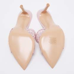 Pre Owned Gianvito Rossi Pink Leather and Mesh Alisia Slide Sandals Size 37