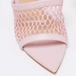 Pre Owned Gianvito Rossi Pink Leather and Mesh Alisia Slide Sandals Size 37