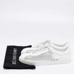 Gianvito Rossi White Leather and Fish Net Panel Low-Top Sneakers Size 40.5