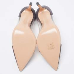 Pre Owned Gianvito Rossi Grey Suede and PVC Plexi Pumps Size 40.5