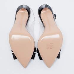 Pre Owned Gianvito Rossi Black/Transparent PVC And Patent Leather Flexi Bow Ankle Strap Sandals Size 38