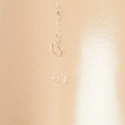 Pre Owned Gianvito Rossi Light Beige Patent Leather Simmone Feather Ankle Strap Sandals Size 41