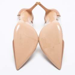 Pre Owned Gianvito Rossi Beige Patent Leather and PVC Plexi Pumps Size 39.5