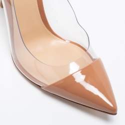 Pre Owned Gianvito Rossi Beige Patent Leather and PVC Plexi Pumps Size 39.5