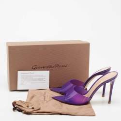 Pre Owned Gianvito Rossi Purple PVC And Leather Elle Slide Sandals Size 38