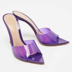 Pre Owned Gianvito Rossi Purple PVC And Leather Elle Slide Sandals Size 38