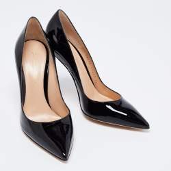 Pre Owned Gianvito Rossi Black Patent Leather Gianvito Pointed Toe Pumps Size 36