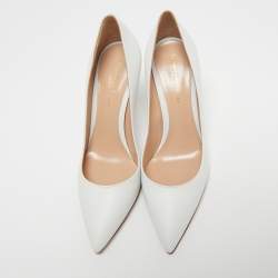 Pre Owned Gianvito Rossi White Leather Gianvito Pointed Toe Pumps Size 36