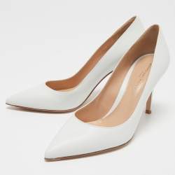 Pre Owned Gianvito Rossi White Leather Gianvito Pointed Toe Pumps Size 36