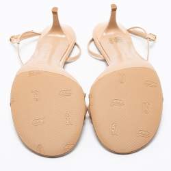 Pre Owned Gianvito Rossi Beige Patent Leather Slingback Sandals Size 41.5