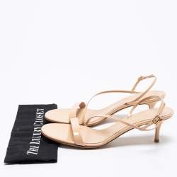 Pre Owned Gianvito Rossi Beige Patent Leather Slingback Sandals Size 41.5