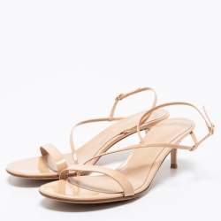 Pre Owned Gianvito Rossi Beige Patent Leather Slingback Sandals Size 41.5