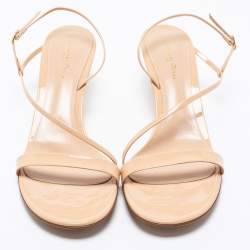 Pre Owned Gianvito Rossi Beige Patent Leather Slingback Sandals Size 41.5